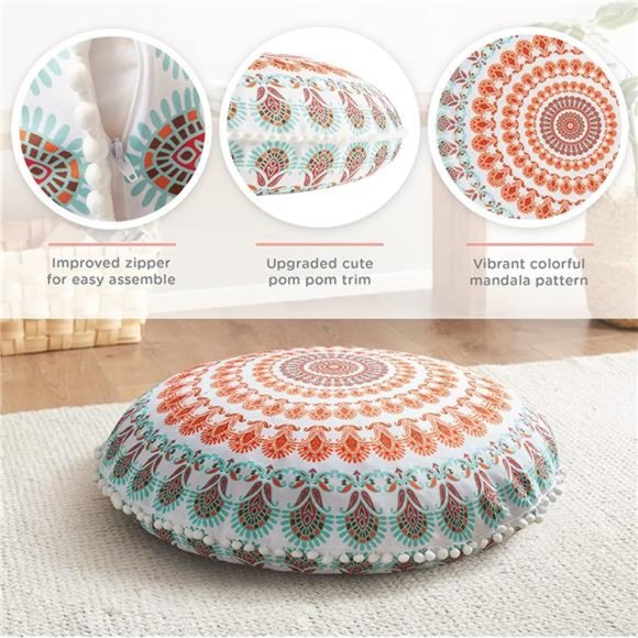 32 Inch Round Floor Pillow, Large Meditation Pouf Cushion , Memory Foam Stuffer - Picture 3 of 7